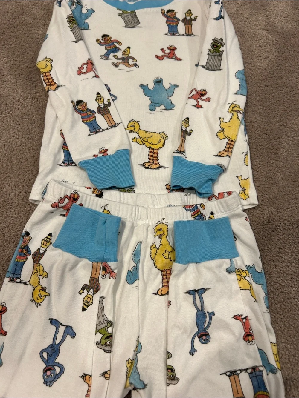 Pottery Barn Kids' Sesame Street Character Pajama Set - Blue Trim